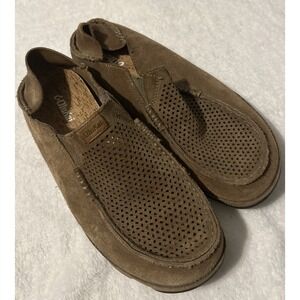 OluKai Moloa Kohana Mens 10 Brown Suede Leather Slip On Loafers 10184-1010